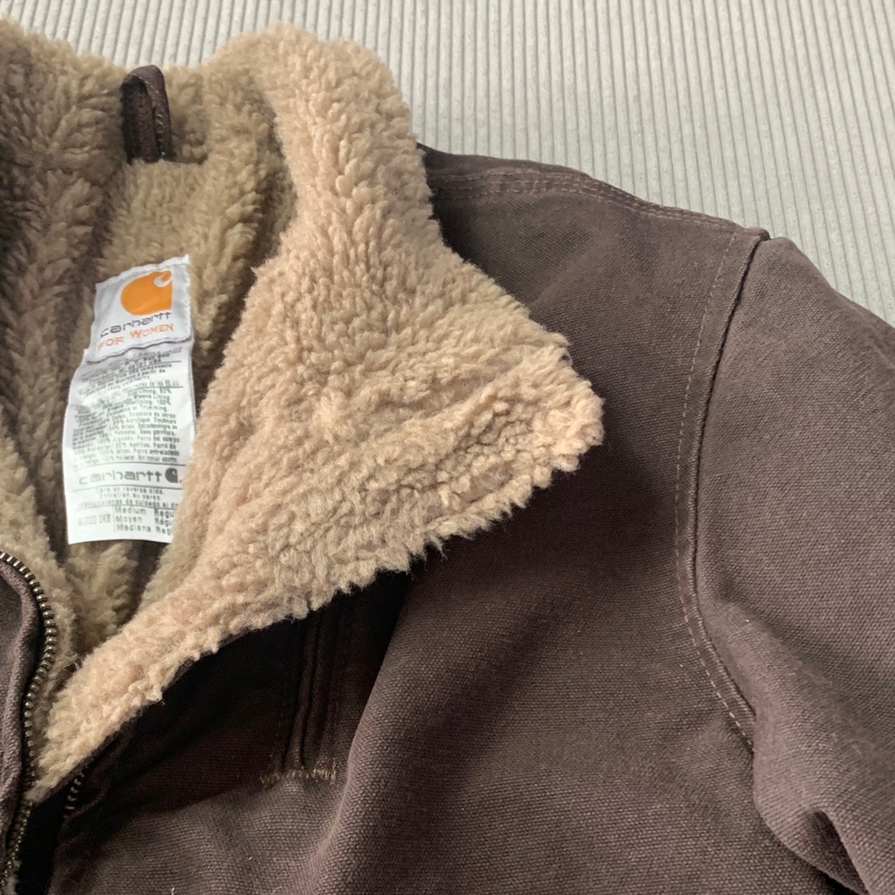 Carhartt women's size medium Dark Brown Jacket Fleece lining duck - Picture 8 of 13